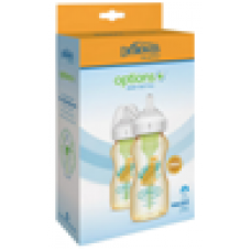 Options+ 仿母乳排氣奶樽 - 小豹印花 (２階段奶咀) - PPSU 9oz 兩個裝