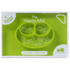 Happy Mat 矽膠笑臉餐碟+檯墊 - 青綠