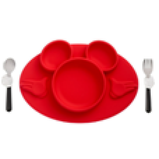 矽膠分隔碟＋造型餐具３件套裝 - Mickey 米奇
