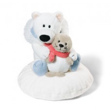 NICI Polar bear 15cm & seal 10cm on cushion